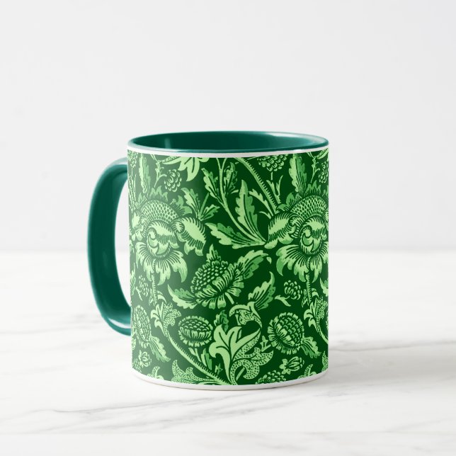 Mug William Morris Sunflowers, Emerald Green (Devant gauche)
