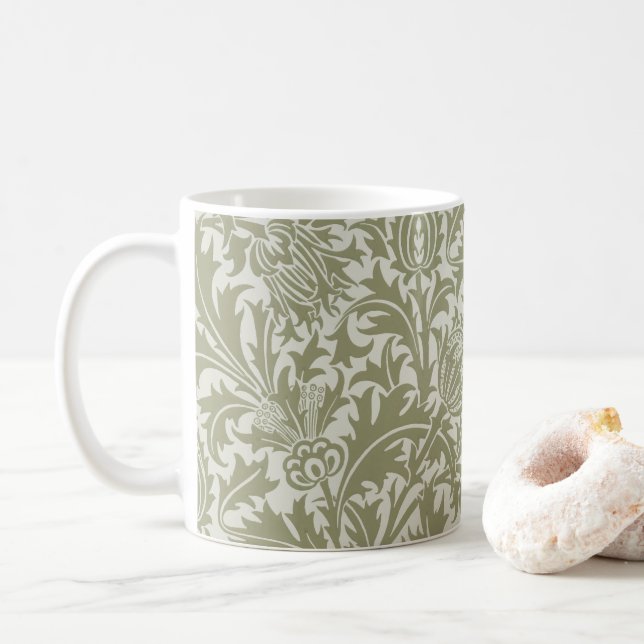 Mug William Morris Thistle Sage Green Motif (Avec donut)