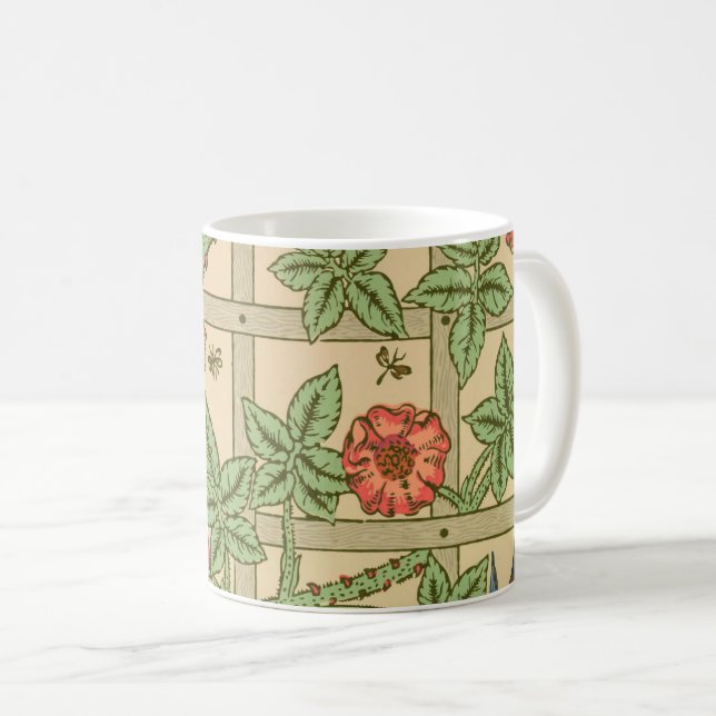 Mug William Morris Trellis Design classique de papier  (Devant droit)
