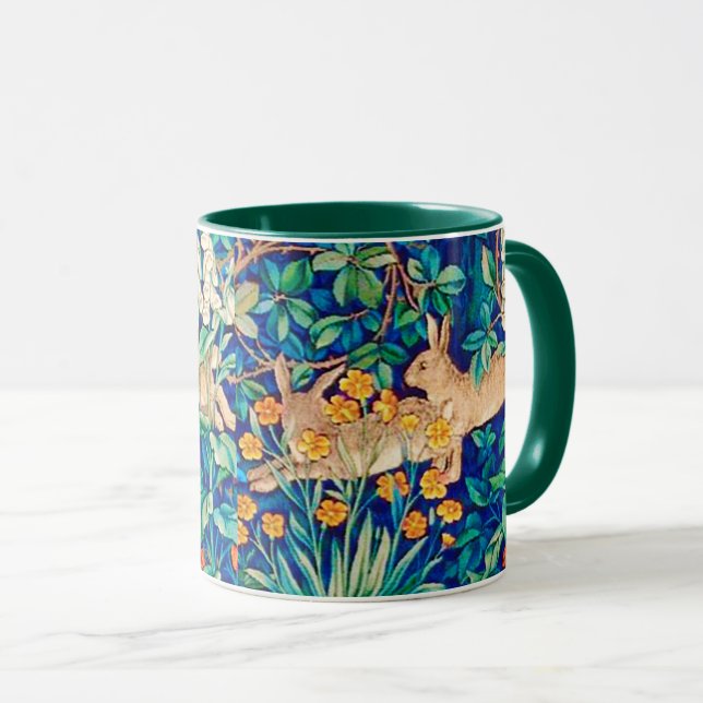 Mug William Morris "Two Hares" Lapins sauvages Imprime (Devant droit)