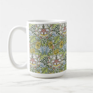 Mug William Morris Vintage motif floral rose vert
