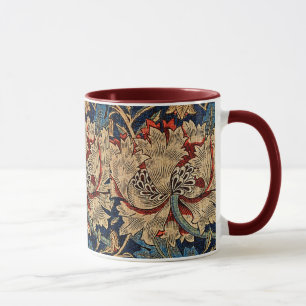 Mug William Morris Vintage motif floral rouge bleu