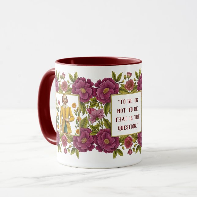 Mug William Shakespeare illustration de portrait de To (Devant gauche)