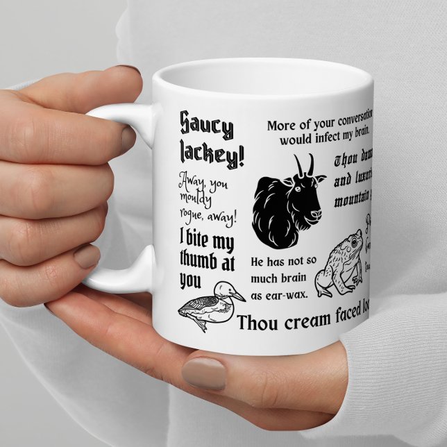 Mug William Shakespeare Insultes Drôle Théâtre dramati (Sip on Shakespearean whimsy with our Insults Mug – full of clever retorts!)