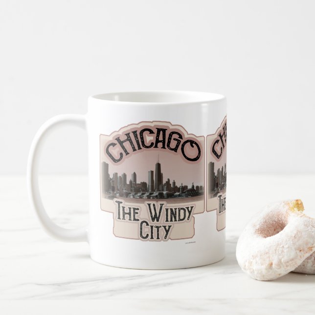 Mug Windy City à Chicago Slogan (Avec donut)