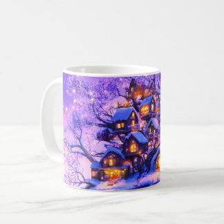 Mug Winter Fantasy Snowy Tree Village Landscape