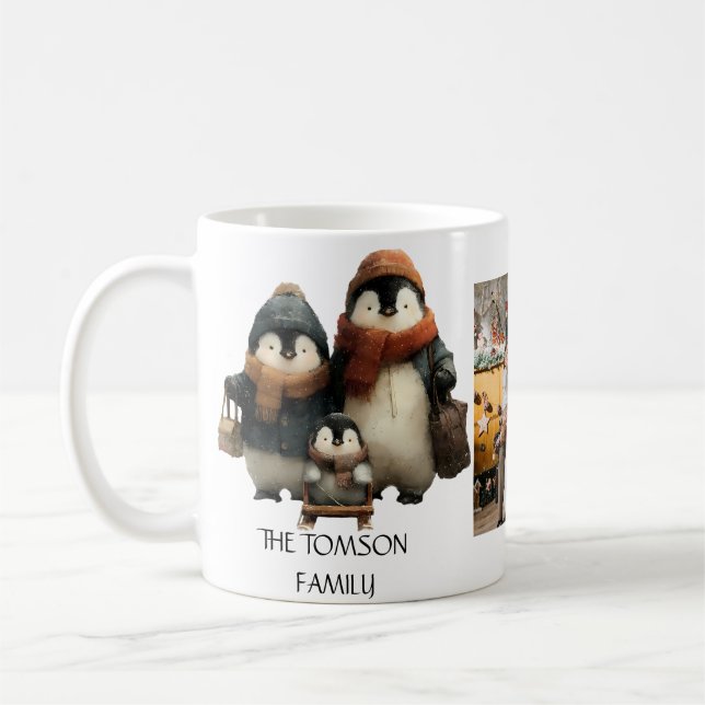 Mug Winter Penguin Family Personalized Design (Gauche)