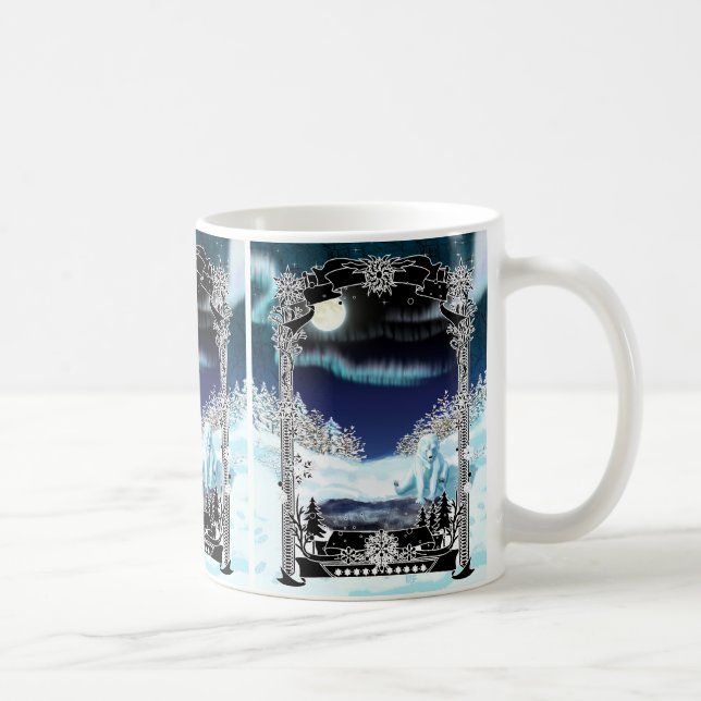 Mug Winter Polar Bear Pond with Aurora (Droite)