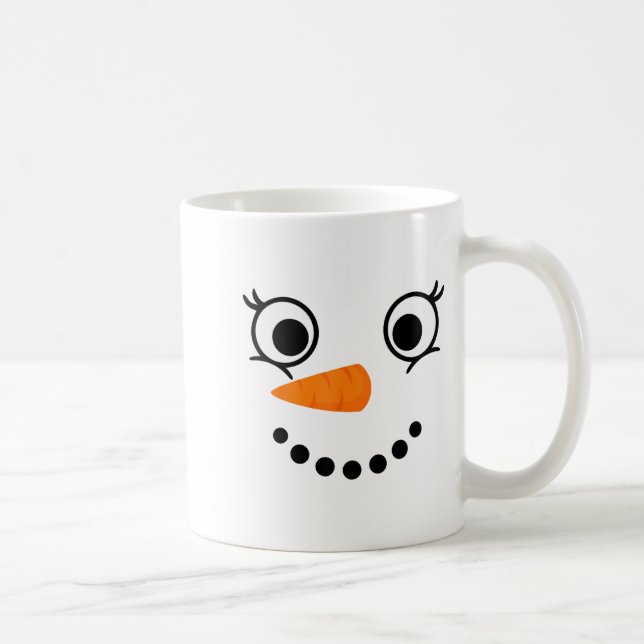 Mug Winter Snowman Face Eyelashes Christmas Xmas Fun D (Droite)