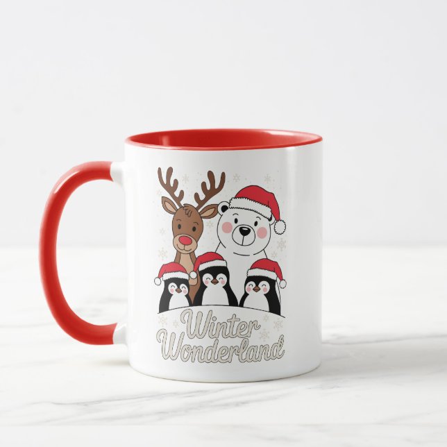 Mug Winter Wonderland – Cute Holiday Animals (Gauche)