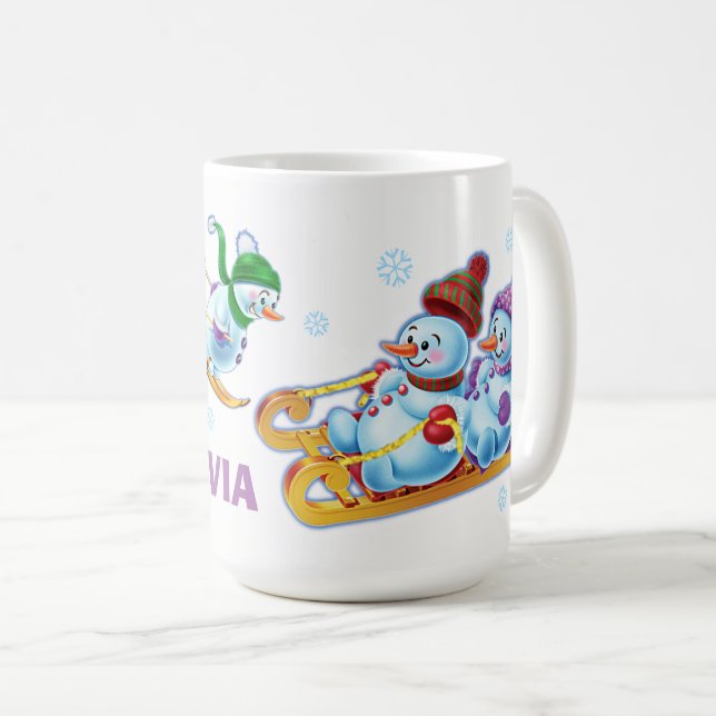 Mug Winter Wonderland snow people muette nom personnal (Devant droit)