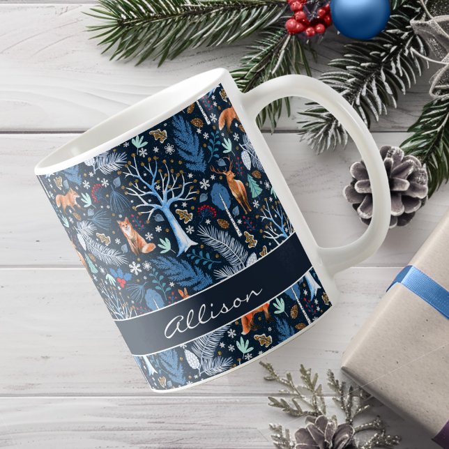 Mug Winter Woodland Blue/Gold ID785 (Créateur téléchargé)