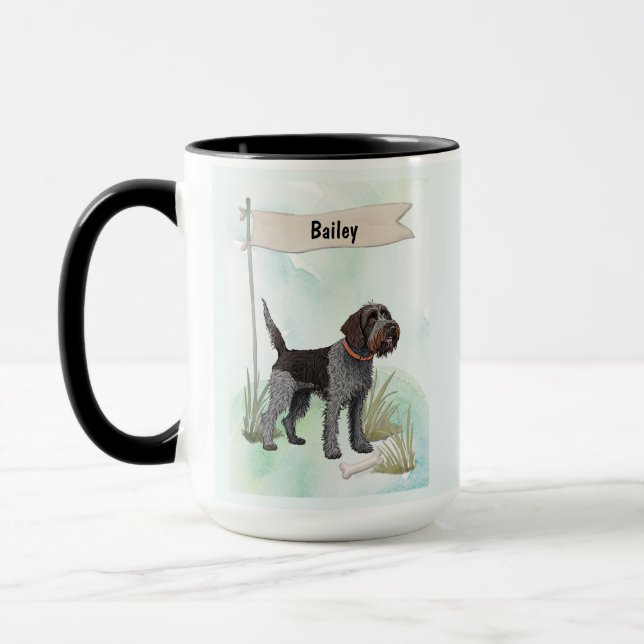 Mug Wirehaired Pointing Griffon Watercolor Personalize (Gauche)