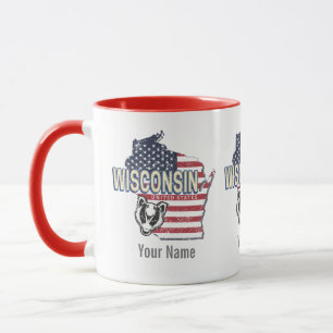 Mug Wisconsin États-Unis Carte d'état Vintage USA