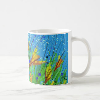 Mug with abstract design with surreal flowers!