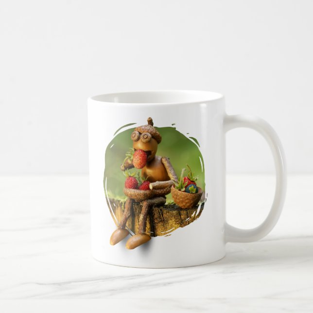 Mug with acorn elf in the woods (Right)