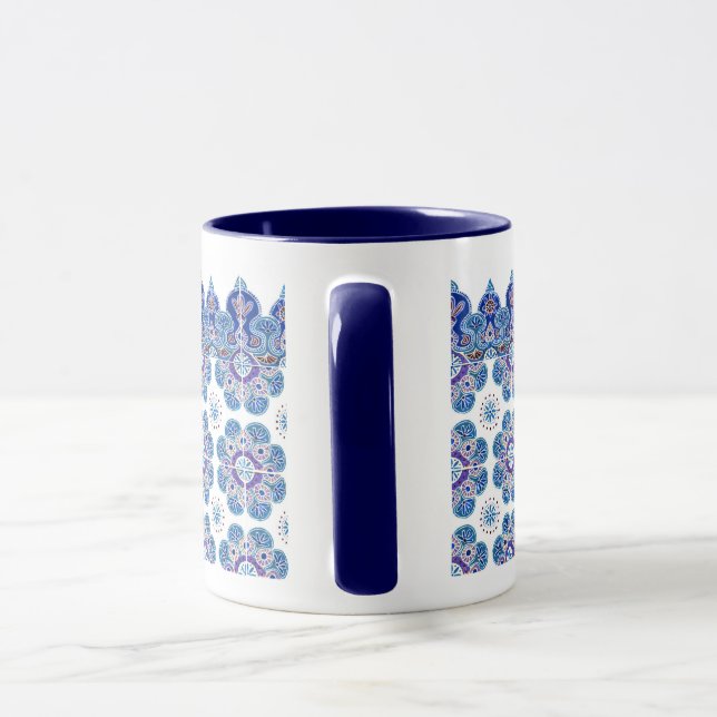 Mug with blue and purple design (Handle)