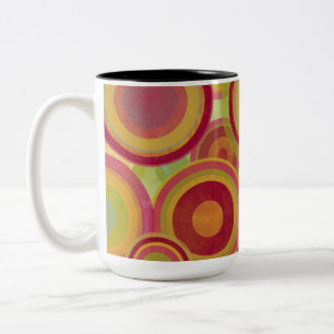 Mug with Bright, Colourful Rings & Circles