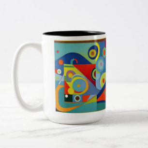 Mug with colourful cubist design