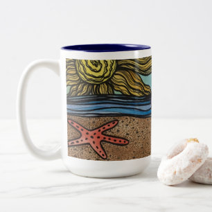 Mug with “Crab on the Beach” by Artist Pat Hou