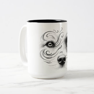Mug with dog and human face