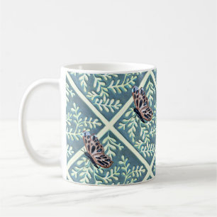 Mug with foliage and butterflies
