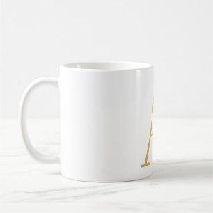 Mug with gold letter A with floraw motives 