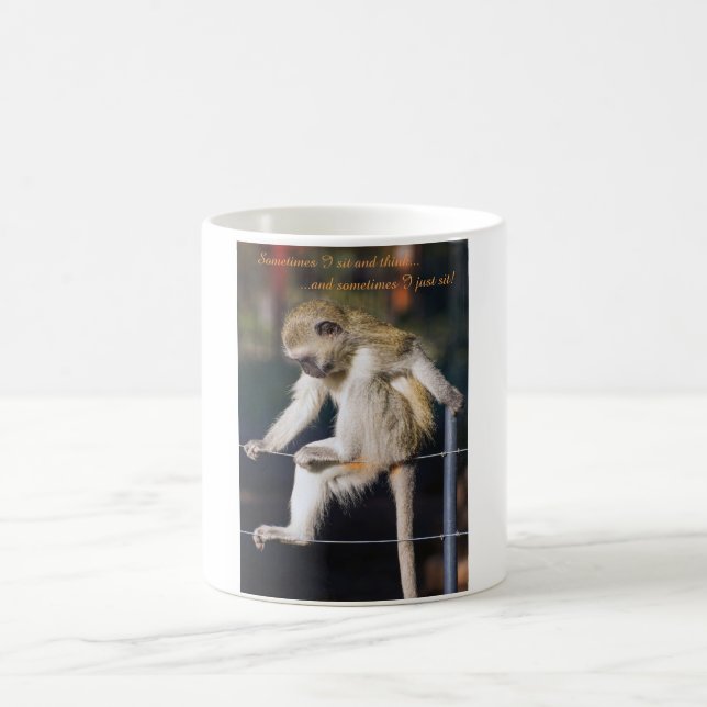 Mug with image of monkey and slogan (Center)