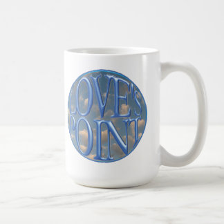 Mug with Love's Point Logo over clouds