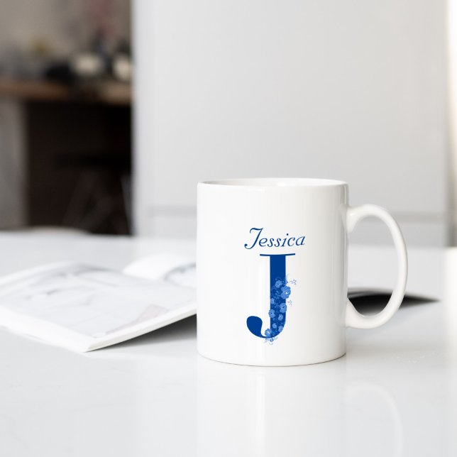 Mug With Monogram Floral Letter J (Creator Uploaded)