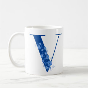 Mug With Monogram Floral Letter V