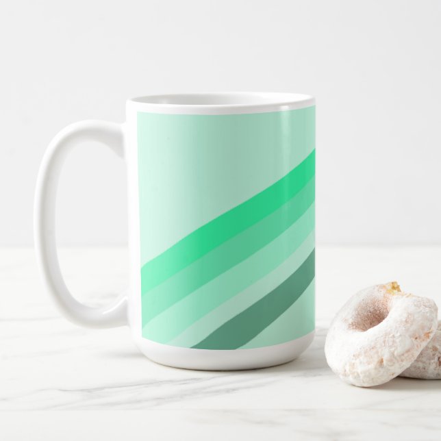 Mug with serene green stripes (With Donut)