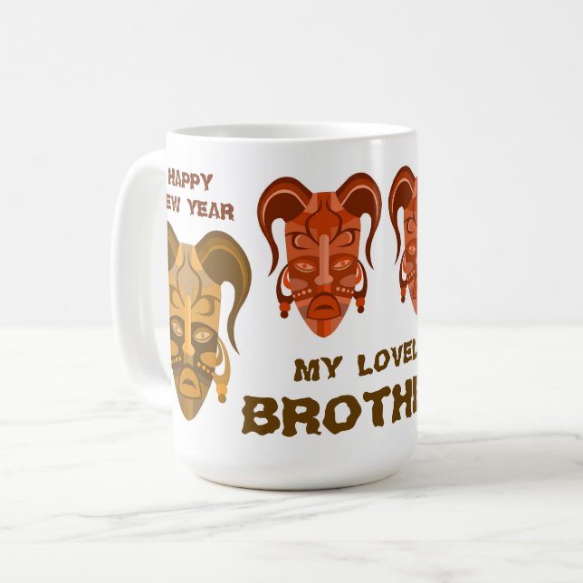 MUG WITH TARDITIONAL MASK ART (Front Left)