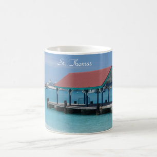 Mug with view of St. Thomas port, Cruise ship Seen