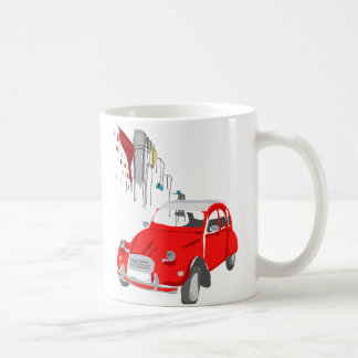 Mug with Vintage Style Citroen 2CV Car in Red