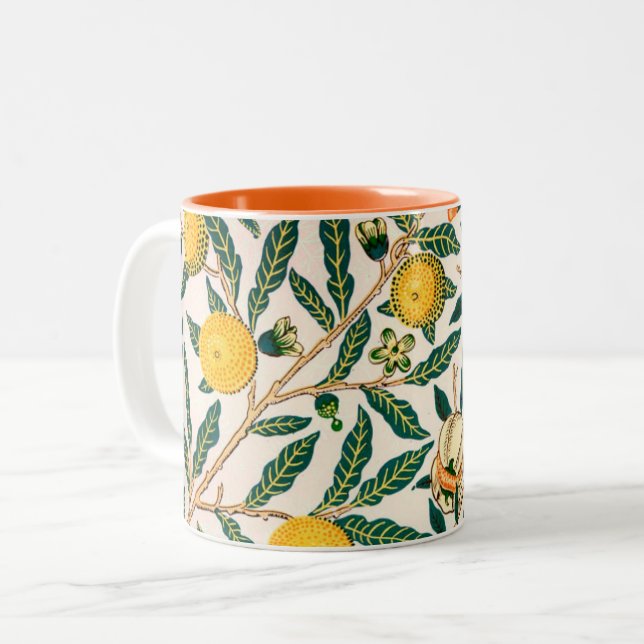 MUG WITH WILLIAM MORRIS "YELLOW  POMEGRANATES" (Front Left)
