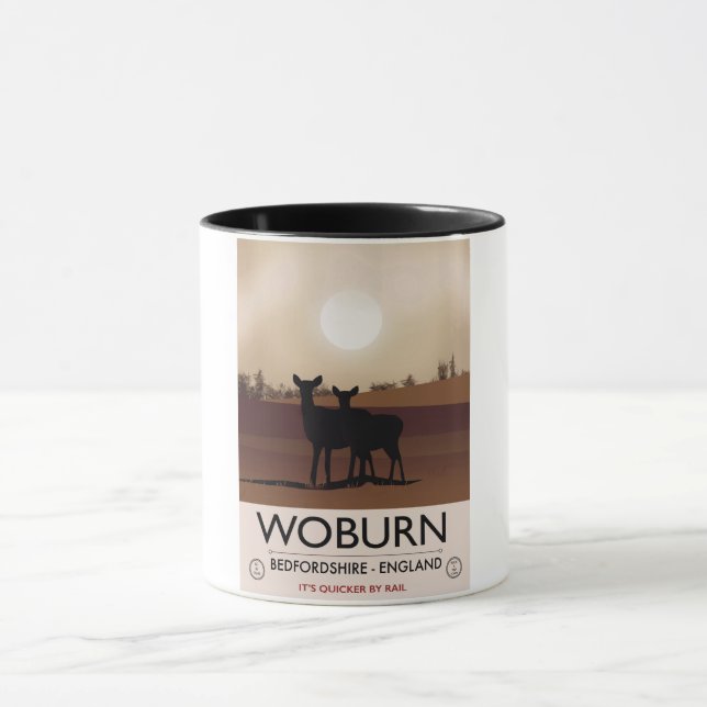 Mug Woburn - Bedfordshire affiche de voyage de style V (Centre)
