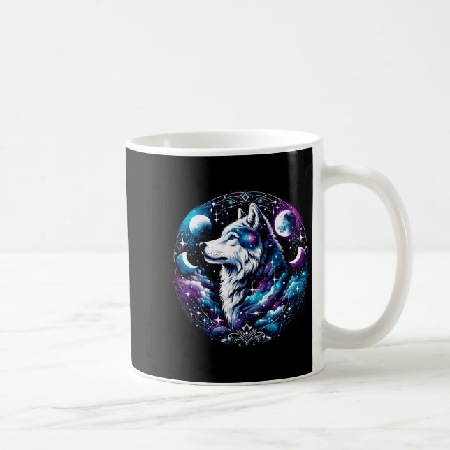 Mug Wolf Celestial Dream Night Howling Moon Funny Wolv (Droite)