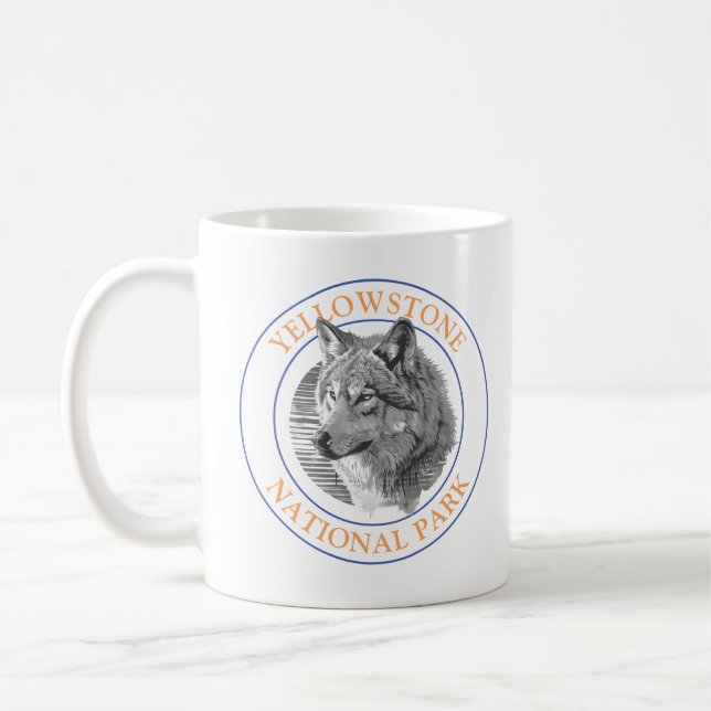Mug Wolf tendance Art 4 Yellowstone National Park Circ (Gauche)