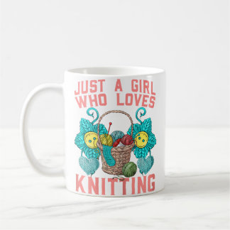 Mug Womens Cute Just A Girl Who Loves Knitting Aesthet