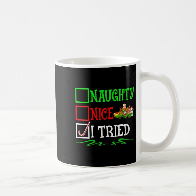 Mug Womens Nice Naughty I Tried Santa Christmas List V (Droite)