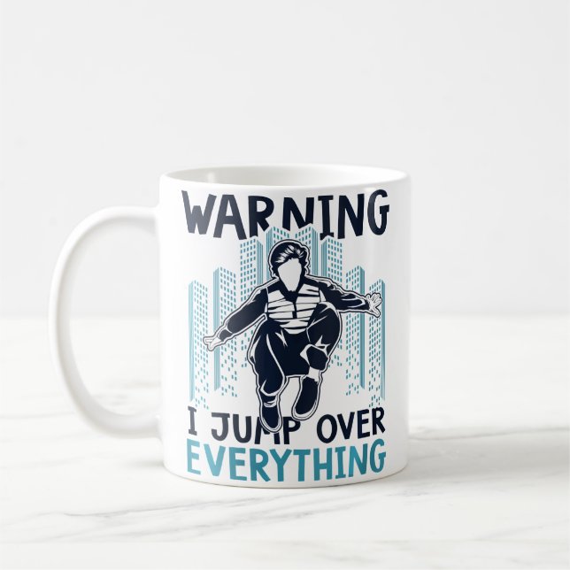 Mug Womens Warning I Jump Over Everything Training Wal (Gauche)
