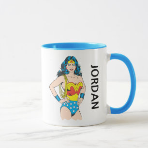Mug Wonder Woman   Pose Vintage   Ajouter Votre Nom