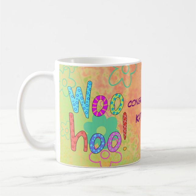 Mug Woohoo Félicitations Nom Graphique Personnalisé (Gauche)