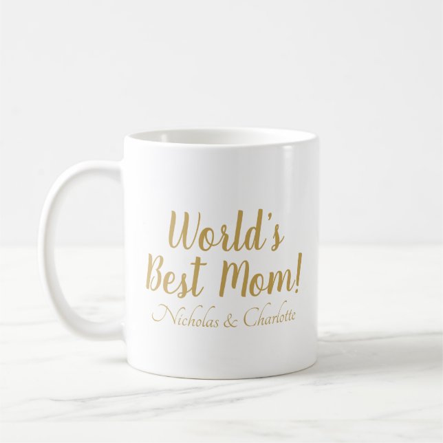 Mug World’s Best Mom gold custom script mignon (Gauche)