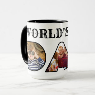 Mug Worlds Best Dad Citation Modern 3 Photo Collage