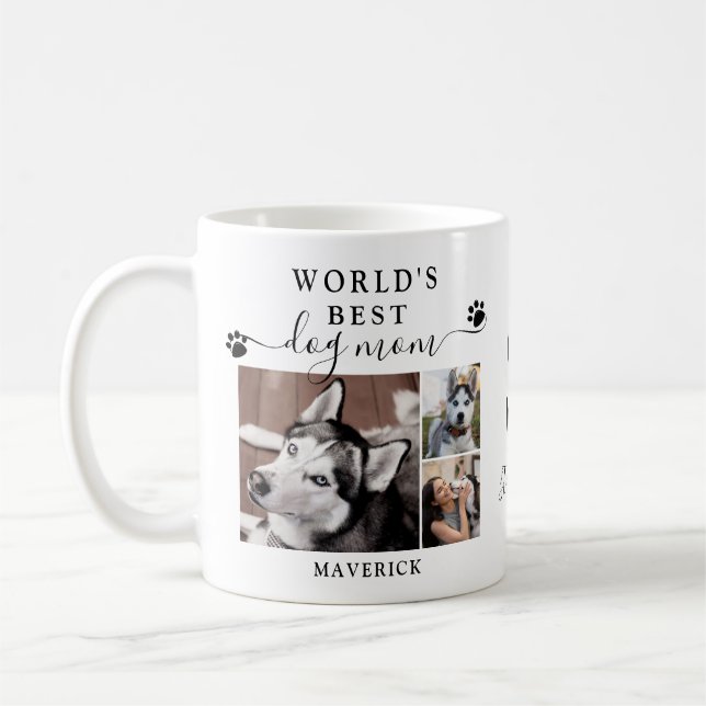 Mug Worlds Best Dog Maman Paw Prints Monogram 3 Photo (Gauche)
