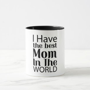 Mug Worlds Best Mom Élégant noir et blanc Script