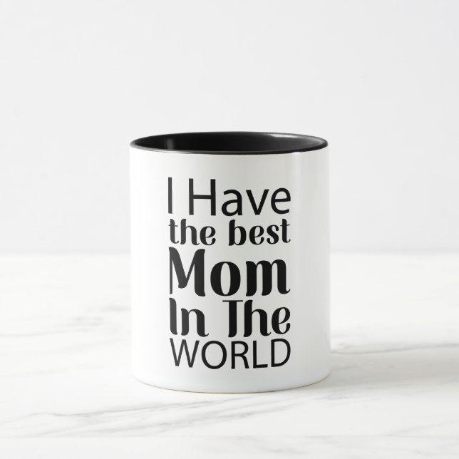Mug Worlds Best Mom Élégant noir et blanc Script (Centre)