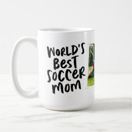 Mug World's best soccer mom trendy navy blue photo